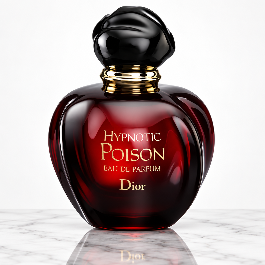 Dior Hypnotic Poison with plain white background and marble base