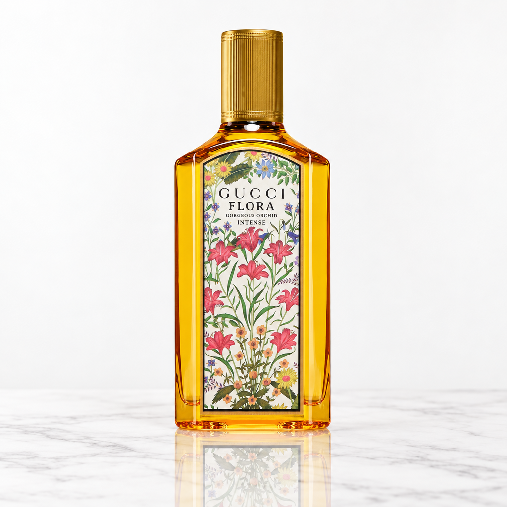 Flora Gorgeous Orchid bottle on white marble table