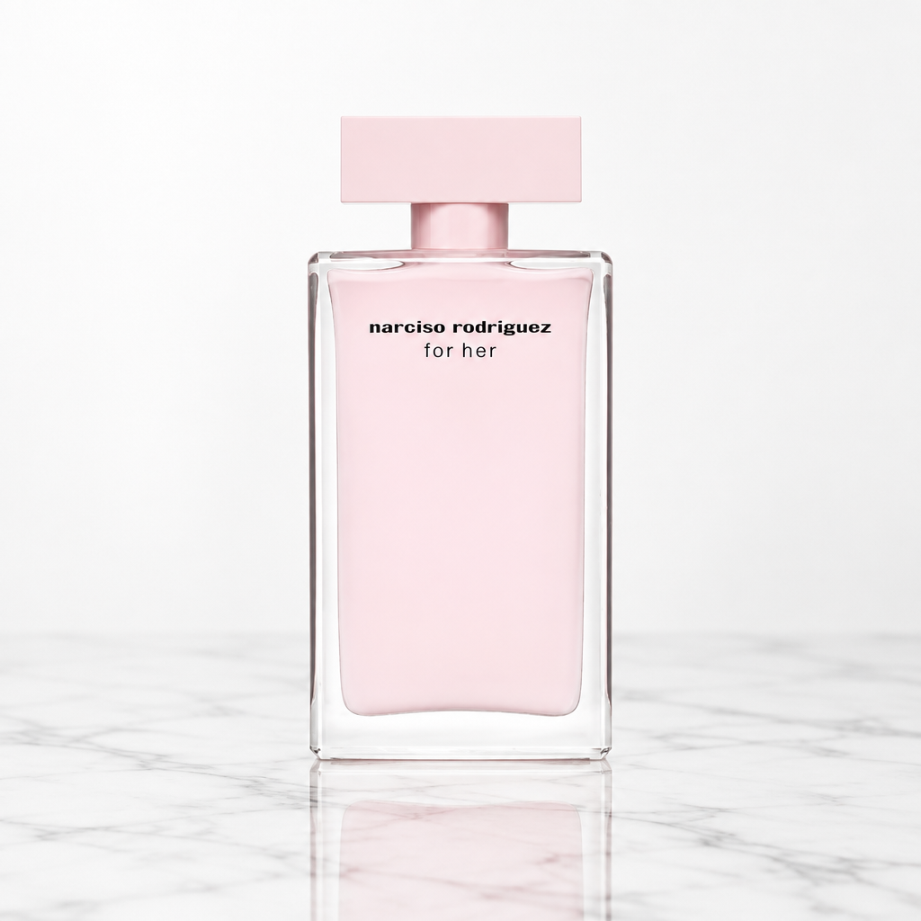For Her bottle on white marble table