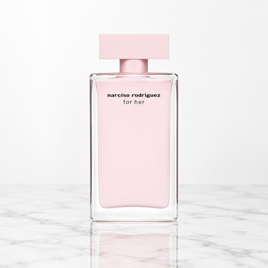 For Her bottle on white marble table