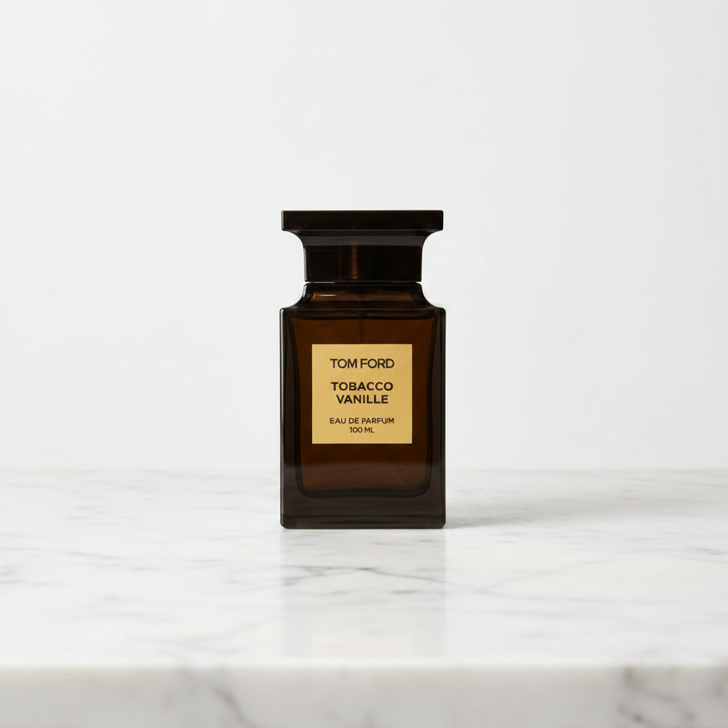 Tom Ford Tobacco Vanille on white marble table